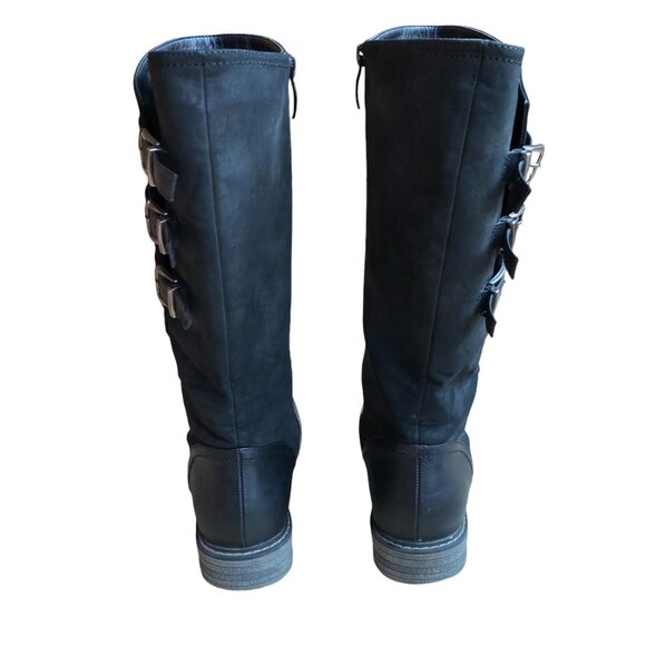 Patrizia Dercetis Faux Leather Suede Tall Boot Black Buckle Riding Country-8 - Picture 9 of 16